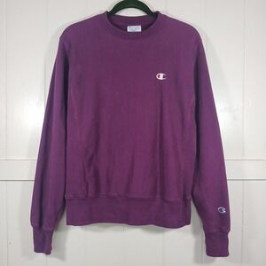 VTG Champion Sweatshirt Reverse Weave Crewneck Pullover Men's Small Purple LS‎